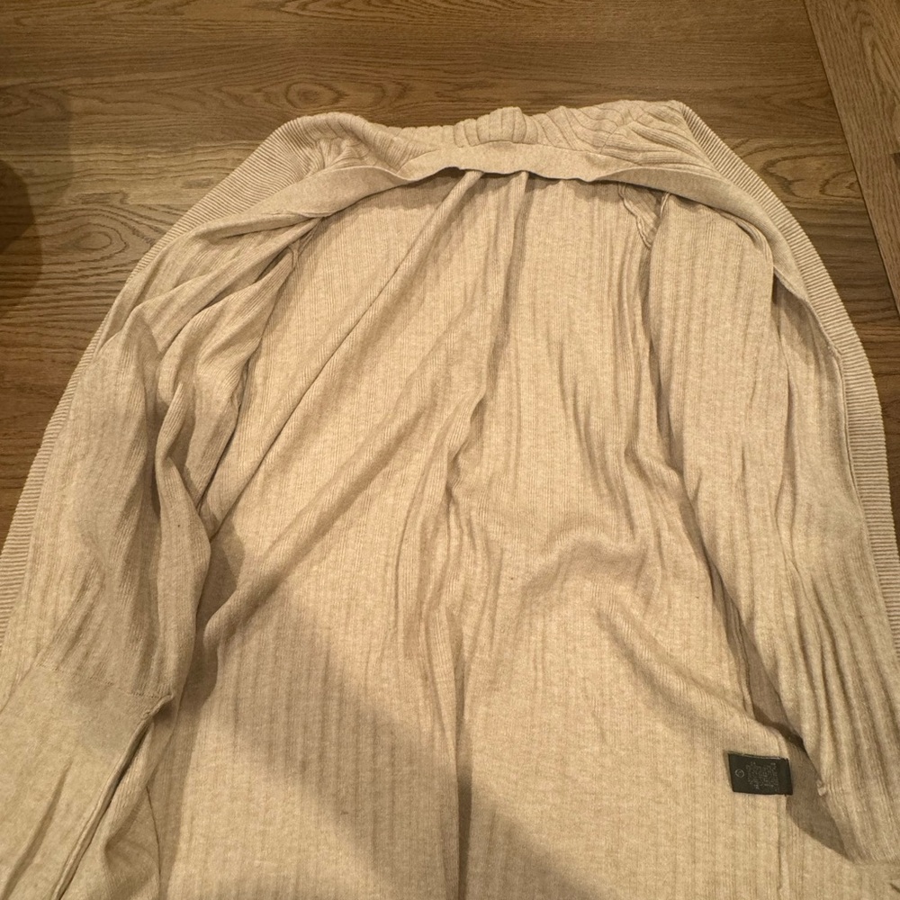 Cyrus Cream Ribbed Open-Front Cardigan - Picture 3 of 4